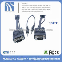 SVGA Stecker auf Stecker Monitor Kabel mit Mini Audio-15FT